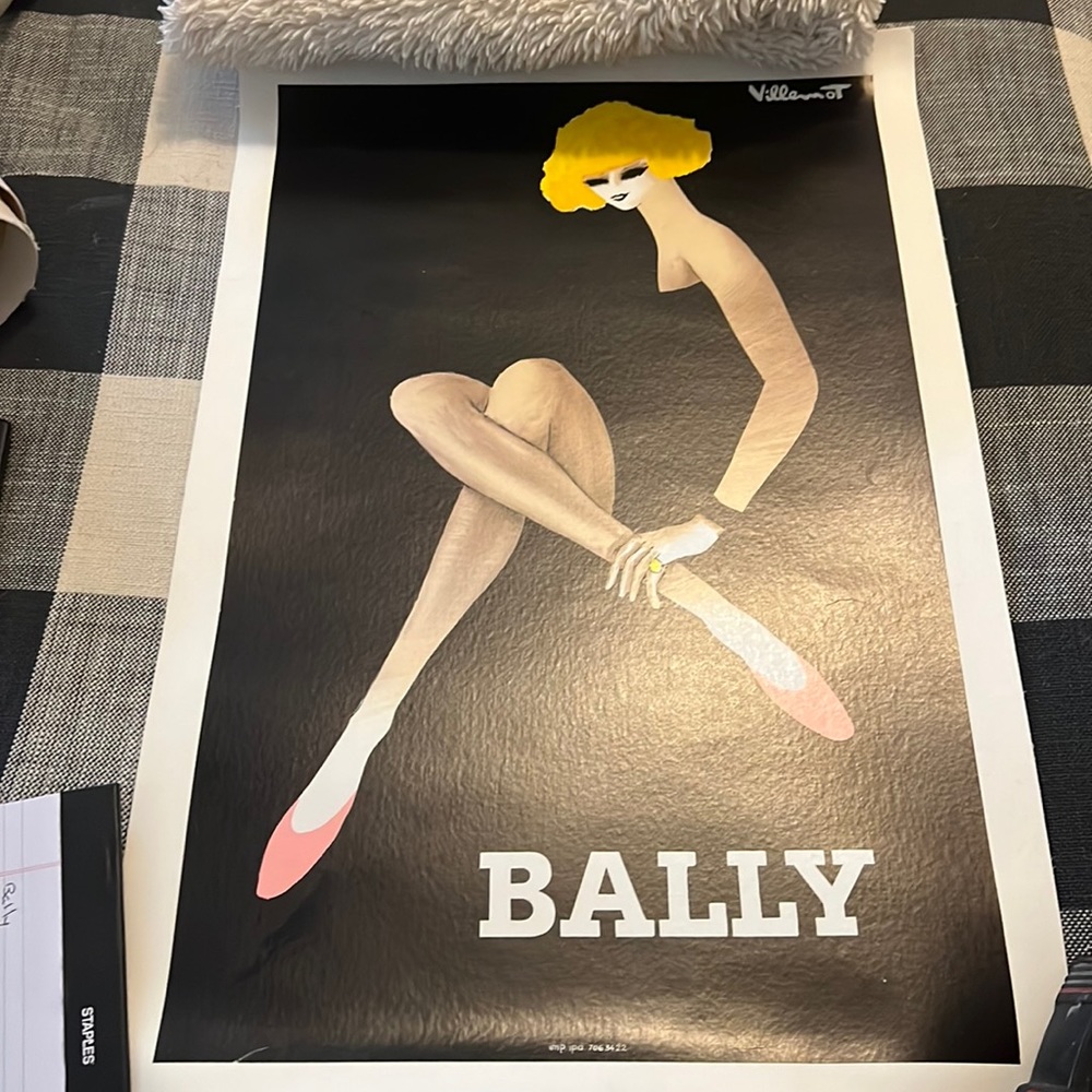 Vintage advertising poster on canvas. 17x25 1/2 artist Villemont.